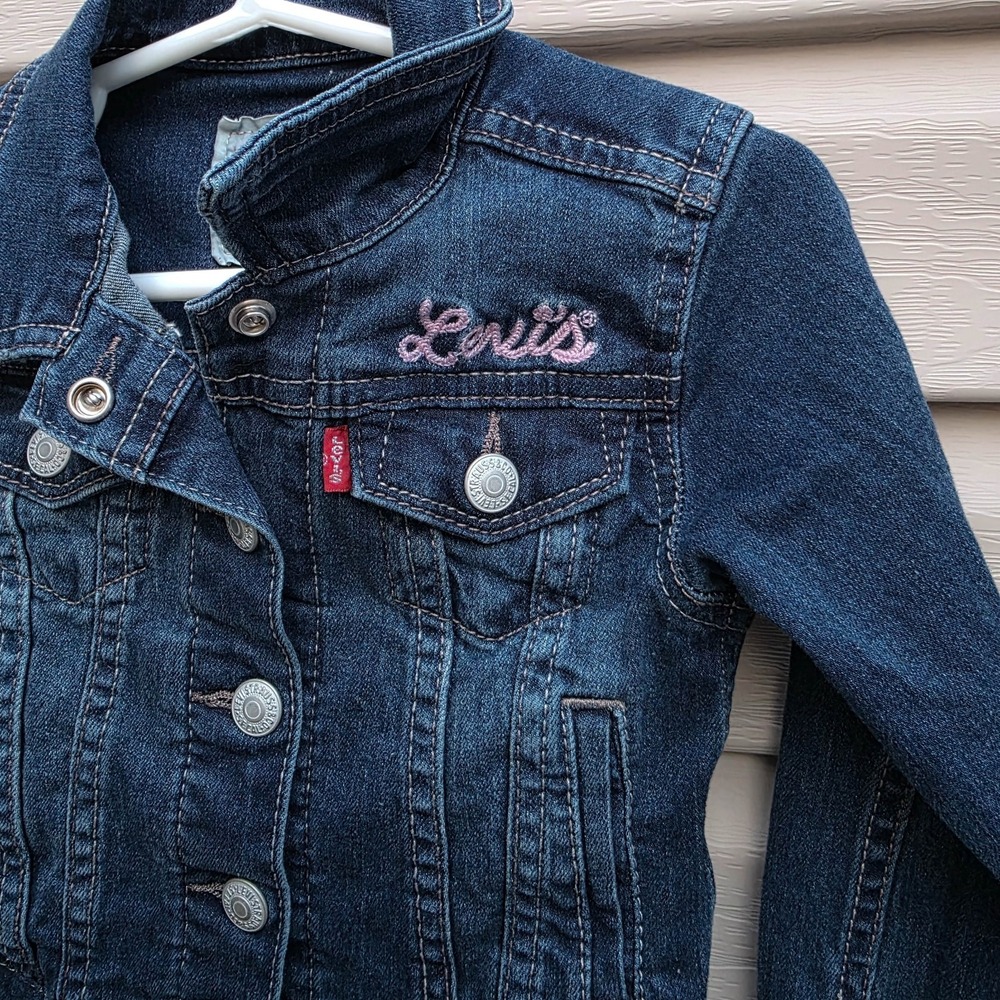 Levi's Toddler Girls 3T Blue Denim Jean Jacket Embroidered Snaps Casual Classic - Picture 5 of 6